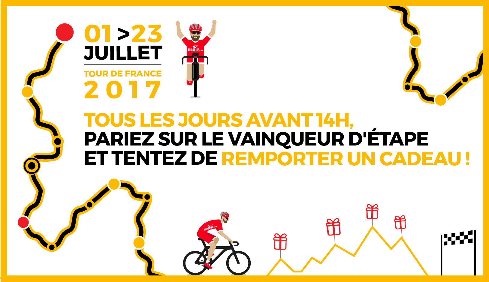 Tour de France 2017 Alibabike : tentez de gagner des cadeaux en pariant sur le vainqueur d'étape