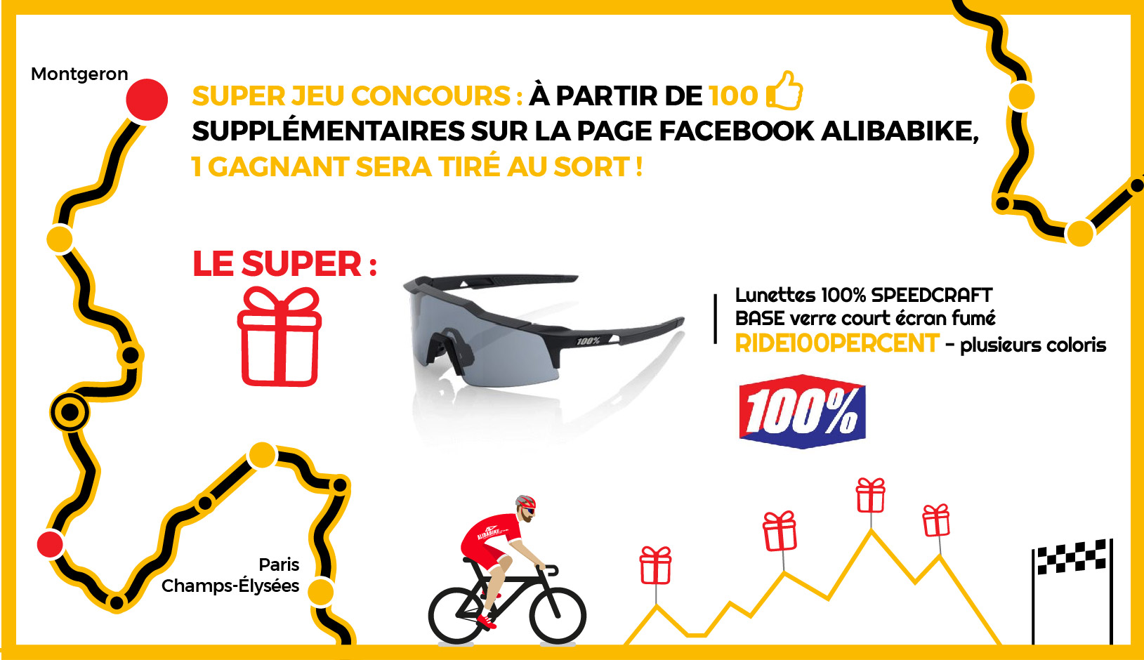 Jeu Facebook Tour de France 2017  Le Super Cadeau - Alibabike - Ride100%