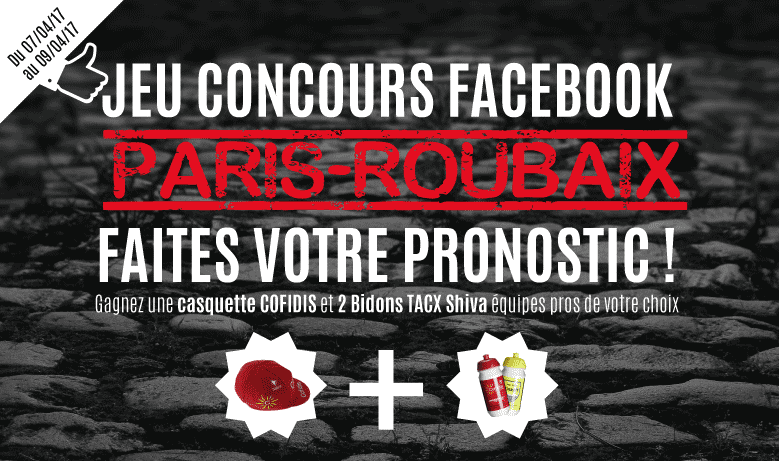 Jeu concours Facebook Alibabike à l'occasion du Paris- Roubaix 2017 : tentez de gagner un lot en pronostiquant le nom du gagnant