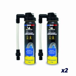 Lot d'aérosols répare crevaison vélo 75ml