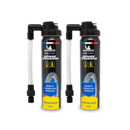 Lot d'aérosols répare crevaison vélo 75ml
