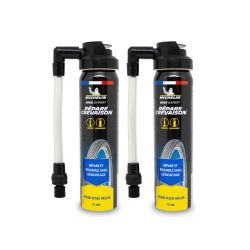 Lot d'aérosols répare crevaison vélo 75ml