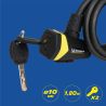 Antivol spirale à clés 180 cm Ø 10 mm + support