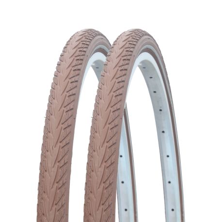 Lot de deux Pneus rigides Blueway anticrevaison 30 TPI bande réflective