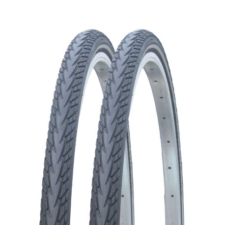 Lot de deux Pneus rigides Blueway anticrevaison 30 TPI bande réflective