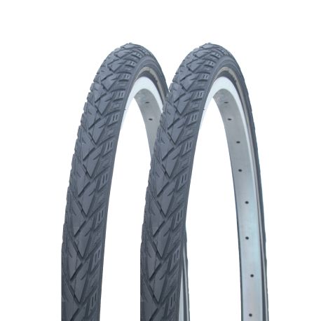 Lot de deux Pneus rigides Blueway anticrevaison 30 TPI bande réflective