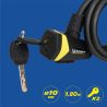 Antivol spirale à clés 180 cm Ø 10 mm + support
