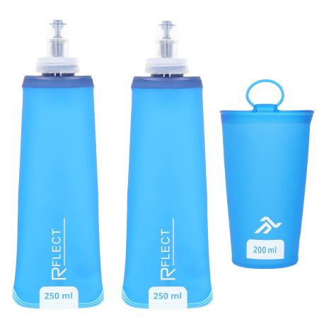 Lot de deux gourdes souples multisport + 1 gobelet souple