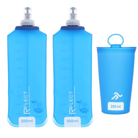 Lot de deux gourdes souples multisport + 1 gobelet souple