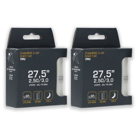 Lot de deux Chambres à air TPU 27.5"x2,50/3,0 - 65/75-584 PV 48 mm