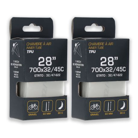 Lot de deux Chambres à air TPU 28"/700 x 32/45C - 32/47-622 PV 60 mm
