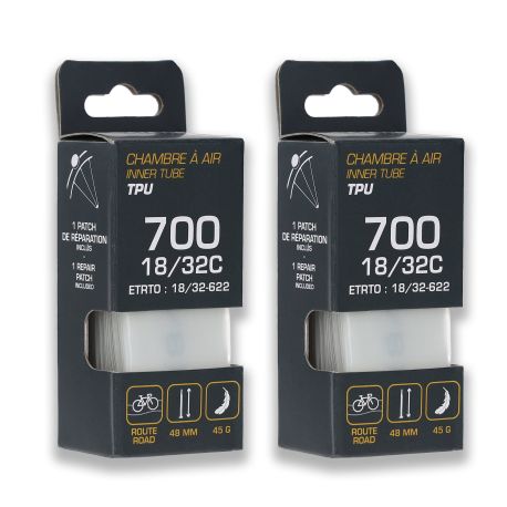 Lot de deux Chambres à air TPU 700 x 18/32C - 18/32-622 PV 48 mm