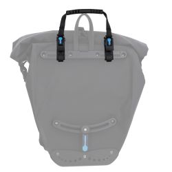 Ensemble de 2 fixations avec sangle - partie haute - bleues -à bouton poussoir -