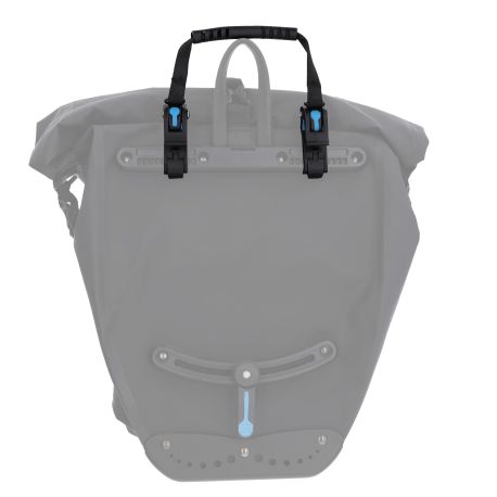 Ensemble de 2 fixations avec sangle - partie haute - bleues -à bouton poussoir -