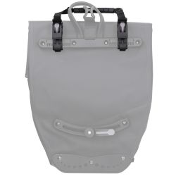 Ensemble de 2 fixations avec sangle - partie haute - grises -à bouton poussoir -