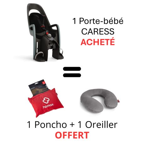 Lot Porte Bébé CARESS Vert/Noir Fixation Porte-bagage + Poncho de pluie + Oreill